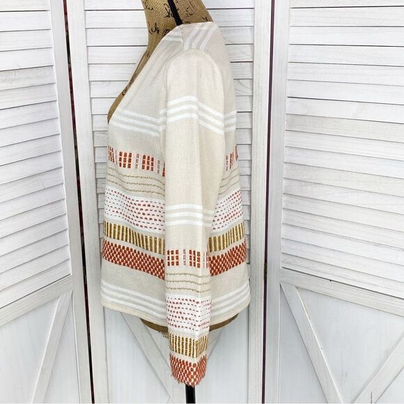 Soft Surroundings Juliet Woven Tasseled Cardigan Topper Jacket Beige Small - Picture 3 of 15